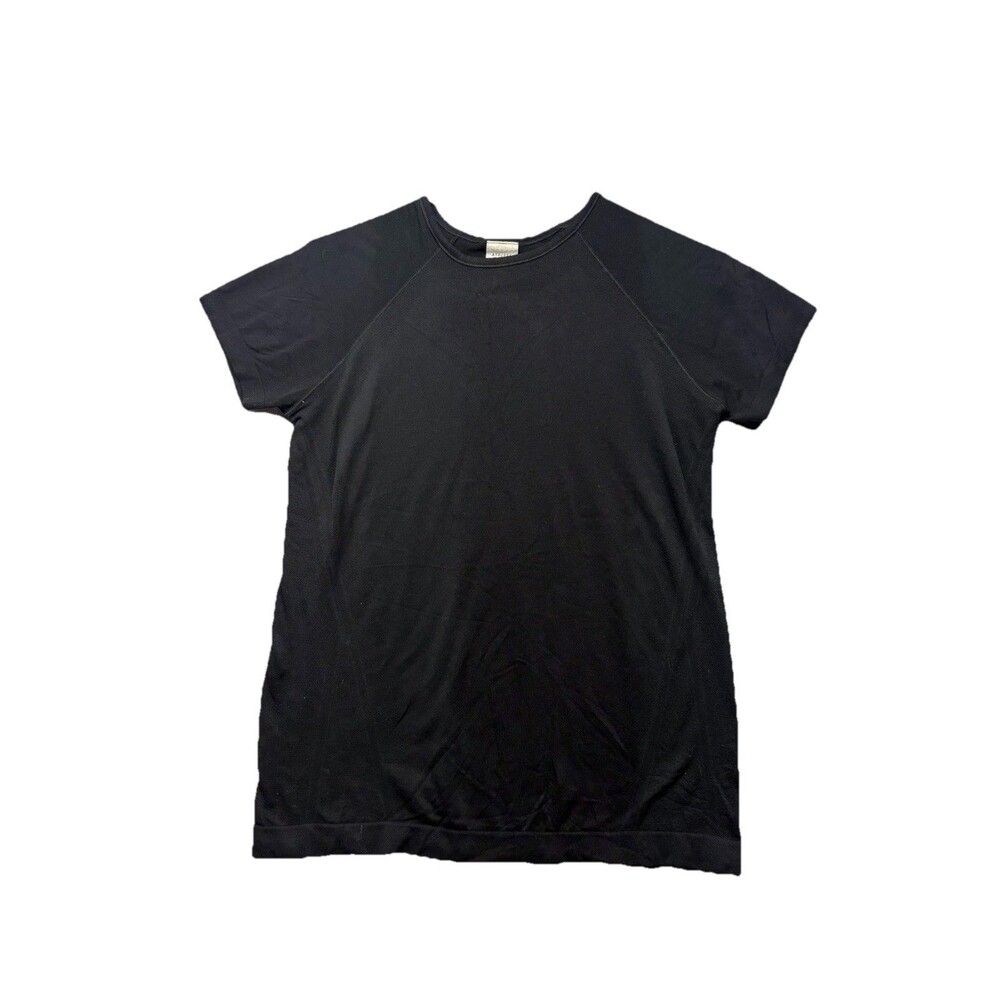 Athleta Girl Power Up Tee Black Short Sleeve Active Top Size XL 14 Seamless